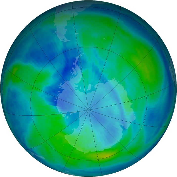 Antarctic ozone map for 01 April 1999